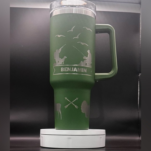40 oz TRAVELER TUMBLER Custom Engraved HUNTER GREEN - Picture 4 of 6